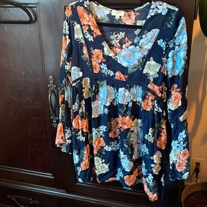 Umgee Long Sleeve Floral Dress